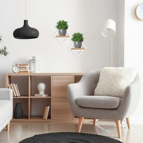 Nástěnný květinový stojan DORON bílý/dub craft