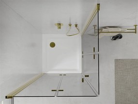 Mexen Lima Duo, sprchový kút 80 (dvere) x 80 (dvere) cm, 6mm číre sklo, zlatý profil + sprchová vanička, 856-080-080-50-02-4010G