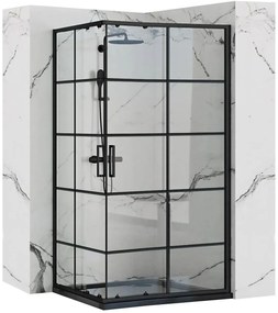 Rea Concept, sprchový kút s posuvnými dverami 80 (dvere) x 100 (dvere) x 190 cm, 5 mm číre sklo, čierny profil, REA-K6389