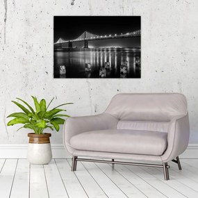 Sklenený obraz - Čiernobiely most (70x50 cm)