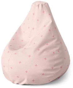 Sablio Sedací vak Pear Ružové krížiky na svetloružovej - 70 x 95 x 15 cm