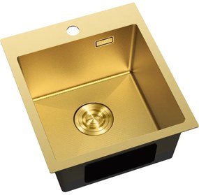 Mexen Solix, 1-komorový nerezový drez 400 x 450 mm, brúsená zlatá, vzor voština, 6401401000-55HC