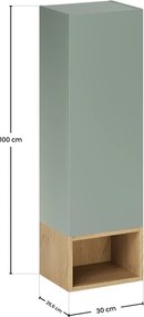 Závesná kúpeľňová skrinka Aster 30 cm dub cremona/zelená