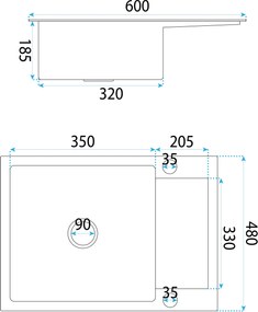 Rea Paul, 1-komorový oceľový drez 600x480x185 mm, zlatá matná, ZLE-06010