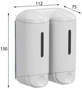 MARPLAST MARPLAST, SHOWER SMALL dvojitý dávkovač tekutého mydla, 2x170ml, biela, A94601