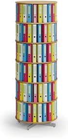 Otočný regál na zakladače, 6 poschodí, buk