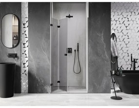 Mexen, Mexen Lunar-F skladacie ľavé sprchové dvere 80 cm, priehľadné, čierne - 836-080-000-70-00-L