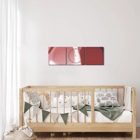 Obraz - Červená abstraktná kvetina N⁰3 (s hodinami) (90x30 cm)