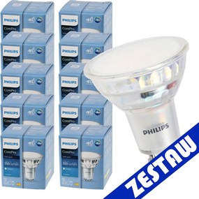 SADA 10x GU10 LED žiarovka PHILIPS 4,9W 550lm - teplá biela