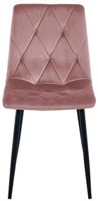 Set štyroch jedálenských stoličiek LIBRA zamatové, ružové / čierne nohy (4 ks)