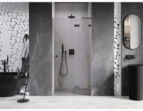 Mexen, Mexen Lunar L výklopné pravé sprchové dvere 90 cm, priehľadné, pištoľovo sivá kartáčovaná - 834L-090-000-66-00-P