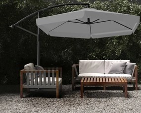 Sivý záhradný slnečník s LED osvetlením 3 m