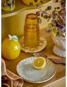 Modrý/béžový servírovací tanier z kameniny ø 17 cm Fleur – Bloomingville