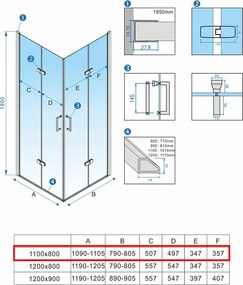 BPS-koupelny Obdĺžnikový sprchový kút HYD-OK12C 110x80 zlatá/transparent - bez vaničky