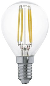 LED filament žiarovka E14 P45 4W, teplá biela číra