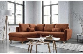 Tehlovooranžová rozkladacia rohová pohovka Miuform Scandic Lagom L, ľavý roh