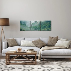 Obraz - Ranná hmla (s hodinami) (90x30 cm)