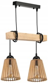 BERGE Závesné stropné LED svietidlo, drevený trám, 2xE27 kužeľový luster