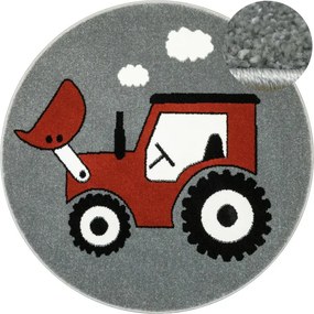 Koberec Lima G753A traktor, červený / sivý kruh