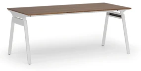 Kancelársky stôl PRIMO SIGMA, 1800 x 900 mm, biela podnož, orech