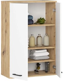 Kúpeľňová skrinka FIN H934 W64 2D dub artisan / biela