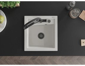 Mexen Vito, 1-komorový granitový drez 520x490x210 mm, drezová batéria Duo, biela, 6503-20-671701-70-B