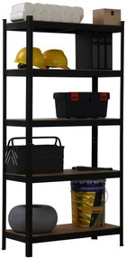 Kovový regál BestBerg BBMS-30B / 120 x 180 x 45 cm / 5 políc / čierna / hnedá