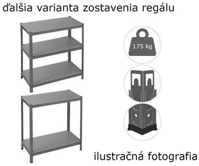 Fistar MEGA HIT: Regál 1800x900x400 mm, lakovaný  5-policový, nosnosť 875 kg - ČIERNY