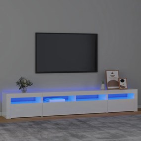 TV skrinka s LED svetlami lesklá biela 240x35x40 cm
