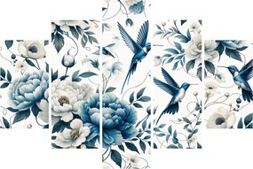 Obraz - Kolibríky s kvetmi (150x105 cm)
