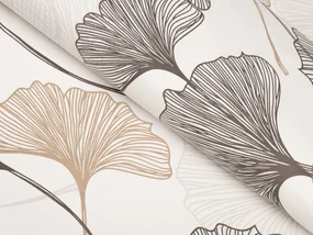 Biante Bavlnený oválny obrus Sandra SA-411 Hnedé Ginkgo listy na bielom 120x180 cm