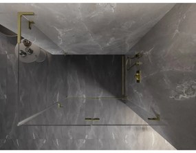 Mexen Lunar-F L, 1-krídlový sprchový kút so skladacími dverami, pravý, 95 x 80 cm, 8mm číre sklo, zlatý matný profil, 836L-095-080-55-00-P