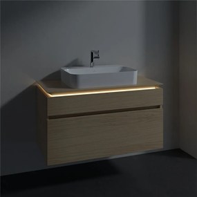 VILLEROY &amp; BOCH Legato závesná skrinka pod umývadlo na dosku (umývadlo v strede), 2 zásuvky, s LED osvetlením, 1000 x 500 x 550 mm, Nordic Oak, B756L0VJ