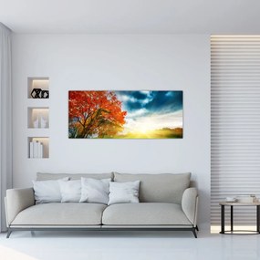 Obraz krajiny zaliate slnečným svitom (120x50 cm)