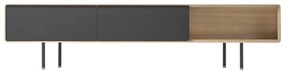 Čierny/v prírodnej farbe TV stolík z dubového dreva 200x48 cm Fina – Gazzda