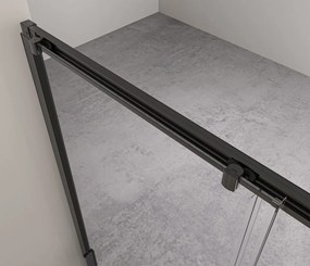 Erga Alpine, sprchový kút s posuvnými dverami 90(dvere) x 100(stena) x 195 cm, 6mm číre sklo, čierny profil, ERG-V02-ALPINE-D090G100-BK