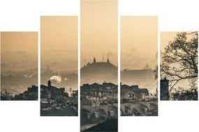 Obraz - Mesto pod hmlou (150x105 cm)