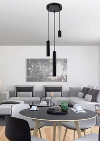 Candellux Čierny závesný luster Tubo pre žiarovku 3x GU10 s guľatou základňou 33-79084
