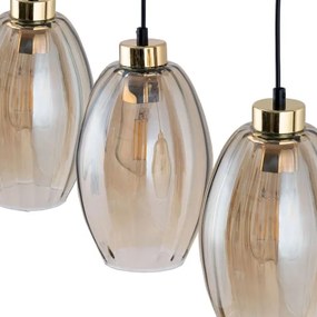 LED luster na lanku SEBO 1xE27/15W/230V čierna/dymová béžová