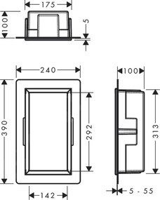 Hansgrohe XtraStoris Original, výklenok do steny s rámom, 300x150x100 mm, betónová šedá, HAN-56057380