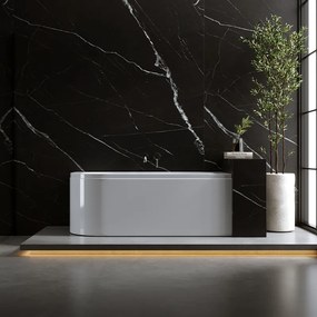 BPS-koupelny Akrylátová asymetrická vaňa s krycím panelom HYD-EBI160P 160x75 cm PRAVÁ, biela