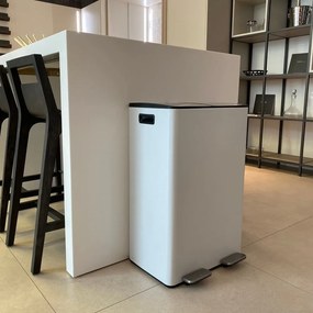 Matne biely oceľový odpadkový kôš 2x30 l na triedený odpad/nášľapný Aliya – Spirella
