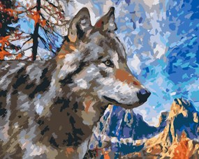 Gario Maľovanie podľa čísel Vlk v horách Rozmery: 50 x 40 cm, Rámovanie: Iba zrolované plátno