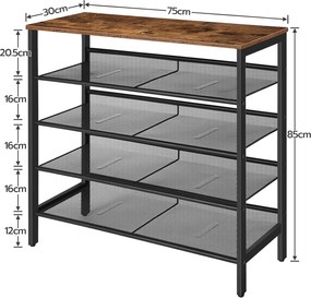 Botník Vasagle Grego 75 cm černý/hnědý