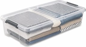 Úložný box s vekom a kolieskami pod posteľ, KEEEPER CLIPBOX LEO 33L, 77 x 38 x 16 cm