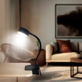 Solight WO3001-B-LED Stm. flexib. lampa s klipom LED/2W/5V 3000/4000/6500K čierna