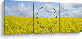 Obraz žltého poľa (s hodinami) (90x30 cm)