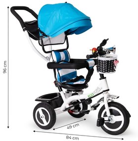 Trojkolka, kočík modrej farby Ecotoys