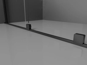 Mexen Velar, sprchový kút s posuvnými dverami 110(dvere) x 100(stena) cm, 8mm číre sklo, čierna matná, 871-110-100-01-70