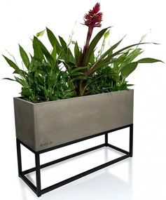 Krásny kovový kvetináč v šedej farbe s hladkým povrchom LOFT FIORINO 62X22X40 cm